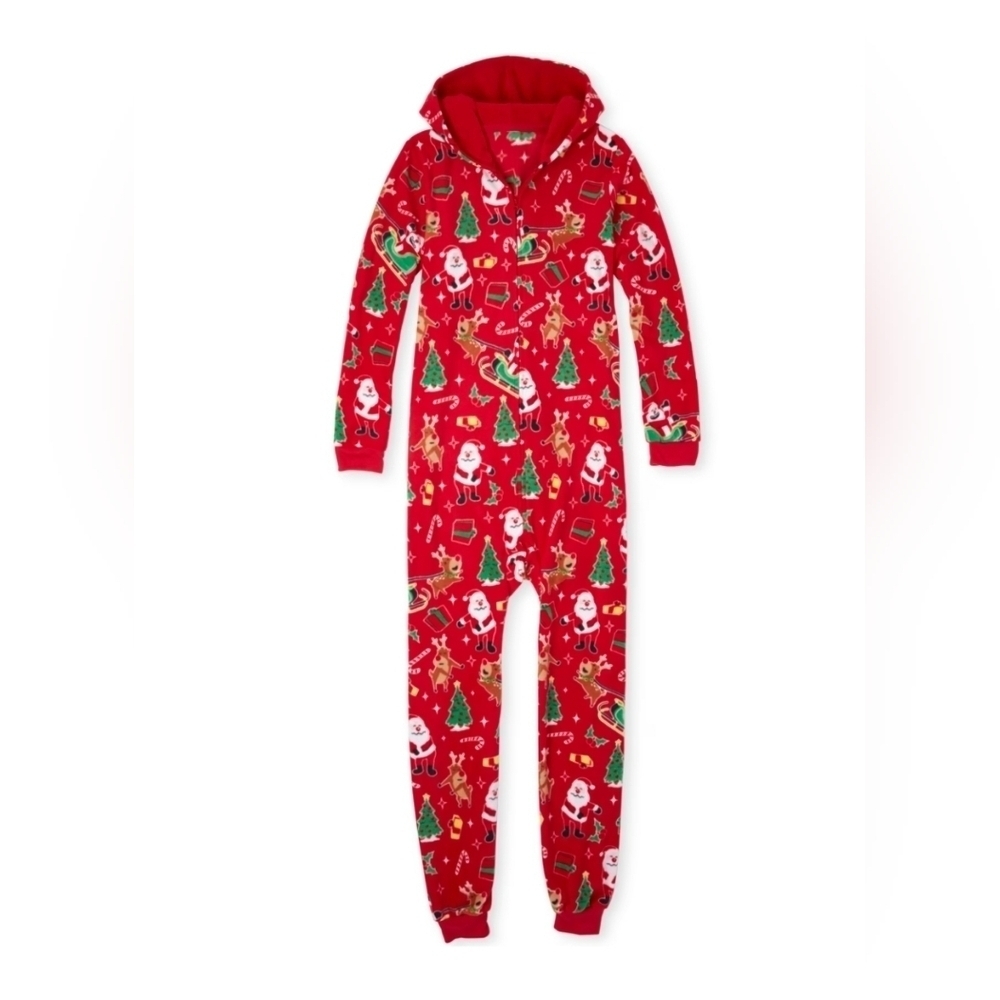 Children place Unisex Adult Matching Family Dear Santa Fleece one Piece Pajama